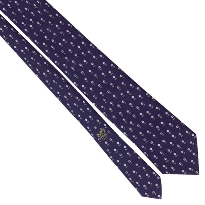 Hermes Men's Silk Tie Floral Pattern 5024 | Necktie Cravate