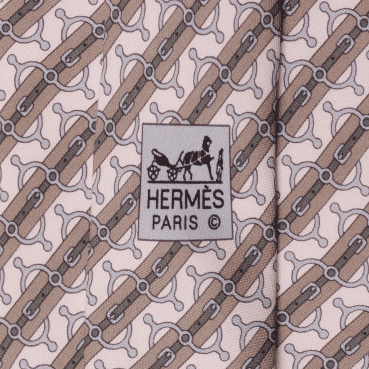 Hermes Men's Silk Tie Geometric Equestrian Pattern 5644 | Necktie Cravate