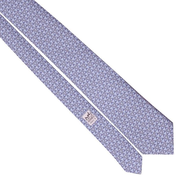 Hermes Men's Silk Tie Equestrian Geometric Pattern 605742 | Necktie Cravate