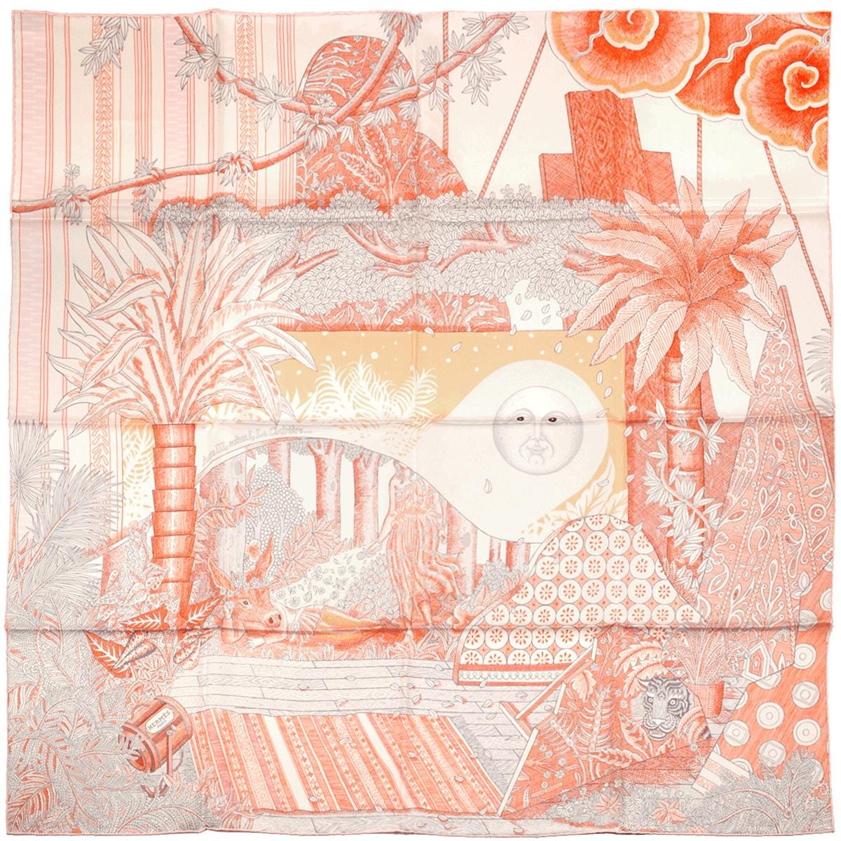 Hermes Scarf "Acte III, Scene I, La Clairiere" by Édouard Baribeaud 90cm Silk