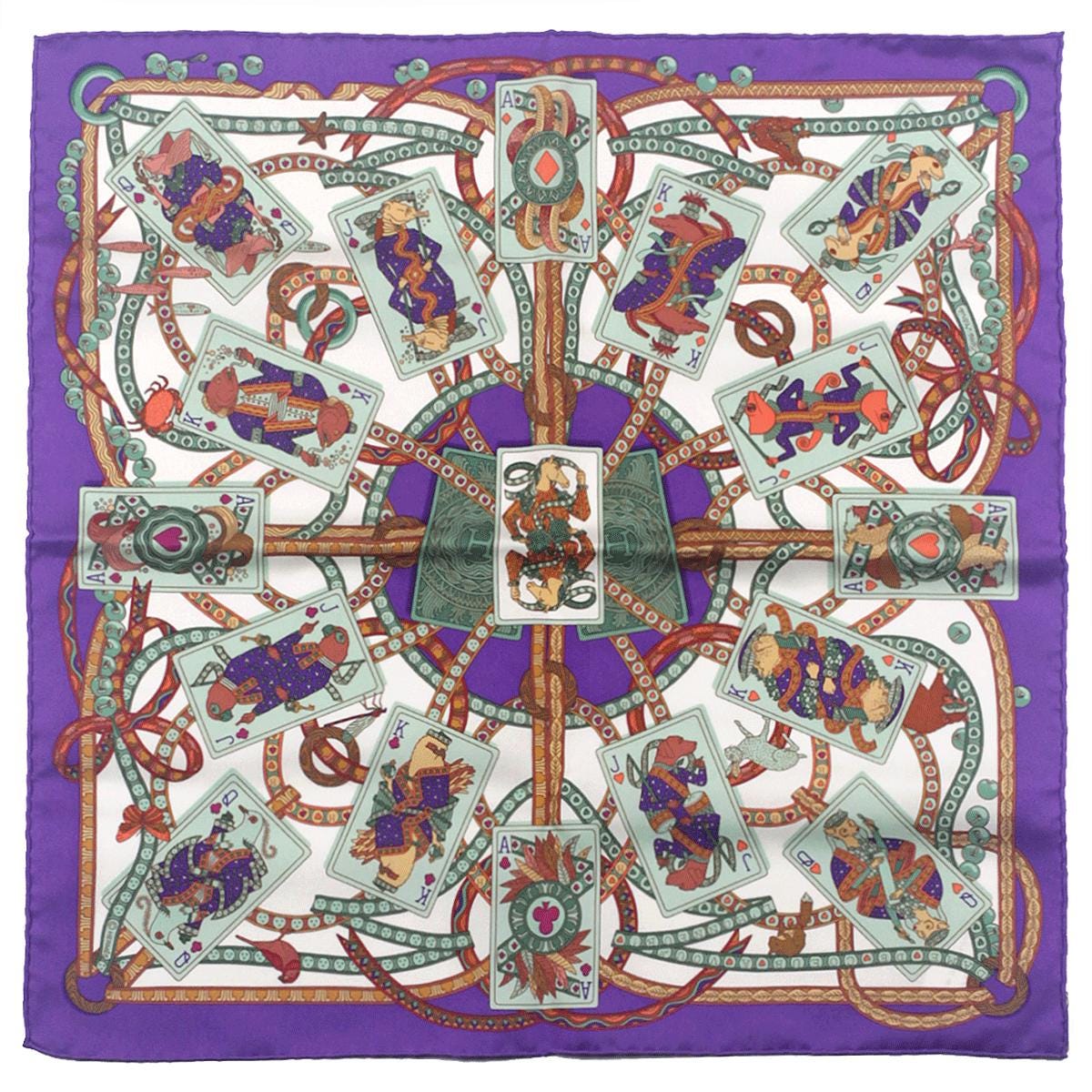 Hermes Scarf 45cm "Dame de Coeur" by Pierre Marie Silk Gavroche