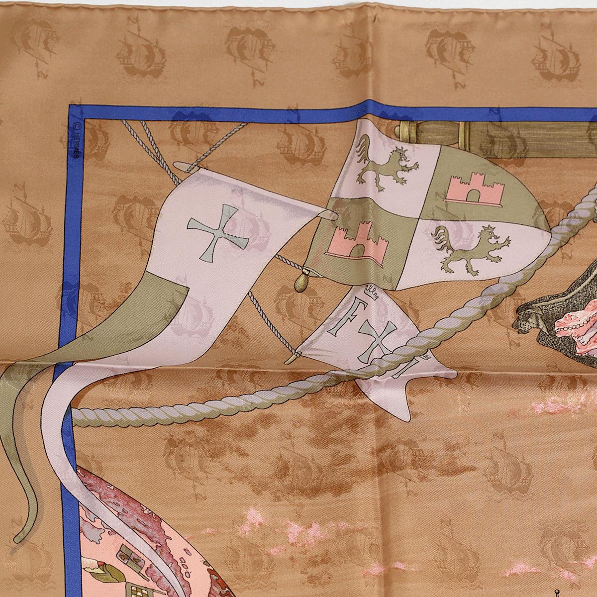 Hermes Scarf Jacquard "Christophe Colomb Decouvre L'Amerique" by Carl De Parcevaux 90cm Silk | Carre Foulard