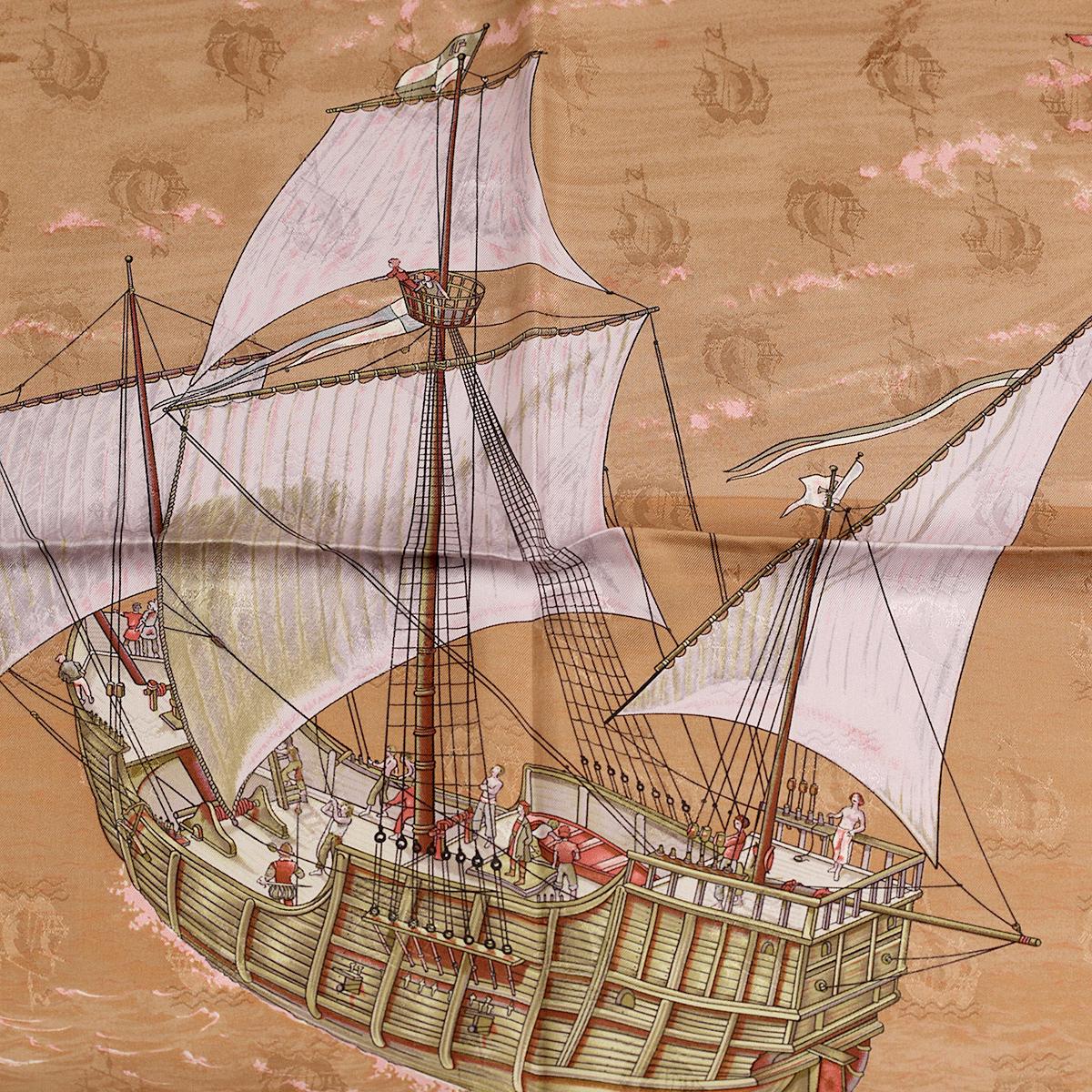 Hermes Scarf Jacquard "Christophe Colomb Decouvre L'Amerique" by Carl De Parcevaux 90cm Silk | Carre Foulard