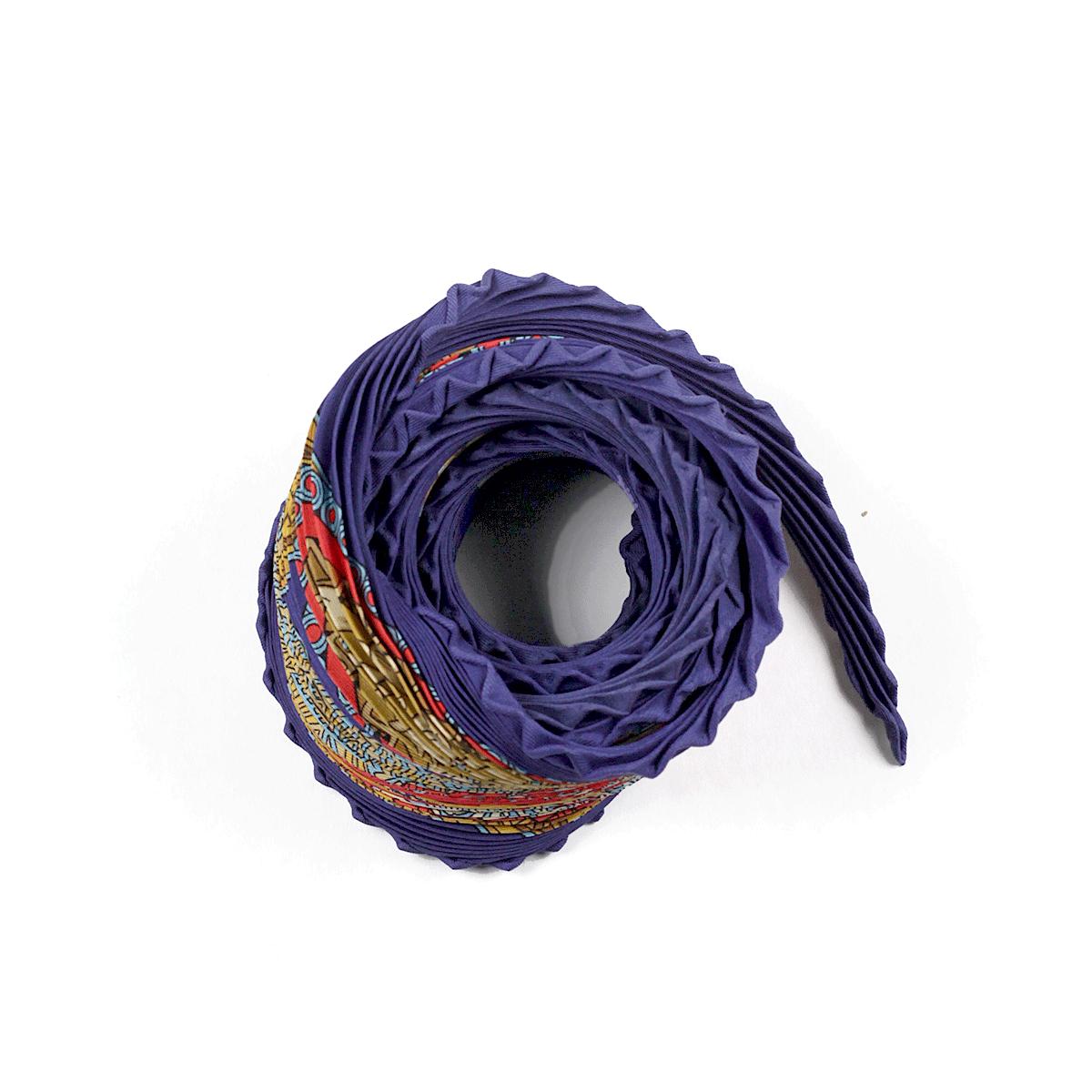 Hermes Scarf "Art des Steppes" by Annie Faivre Plisse 90cm Pleated Silk | Carre Foulard