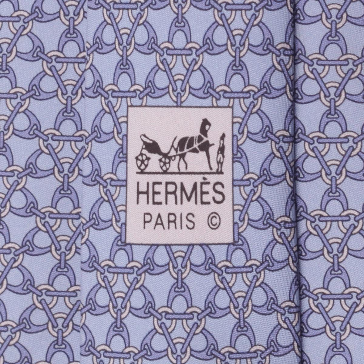 Hermes Men's Silk Tie Equestrian Geometric Pattern 605742 | Necktie Cravate