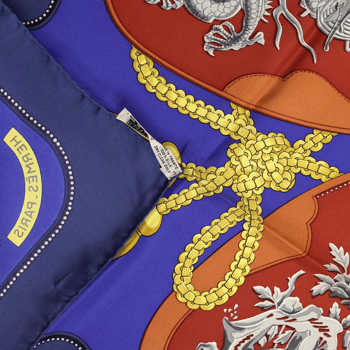 Hermes Scarf "Tsubas" by Christiane Vauzelles Vintage 90cm Silk