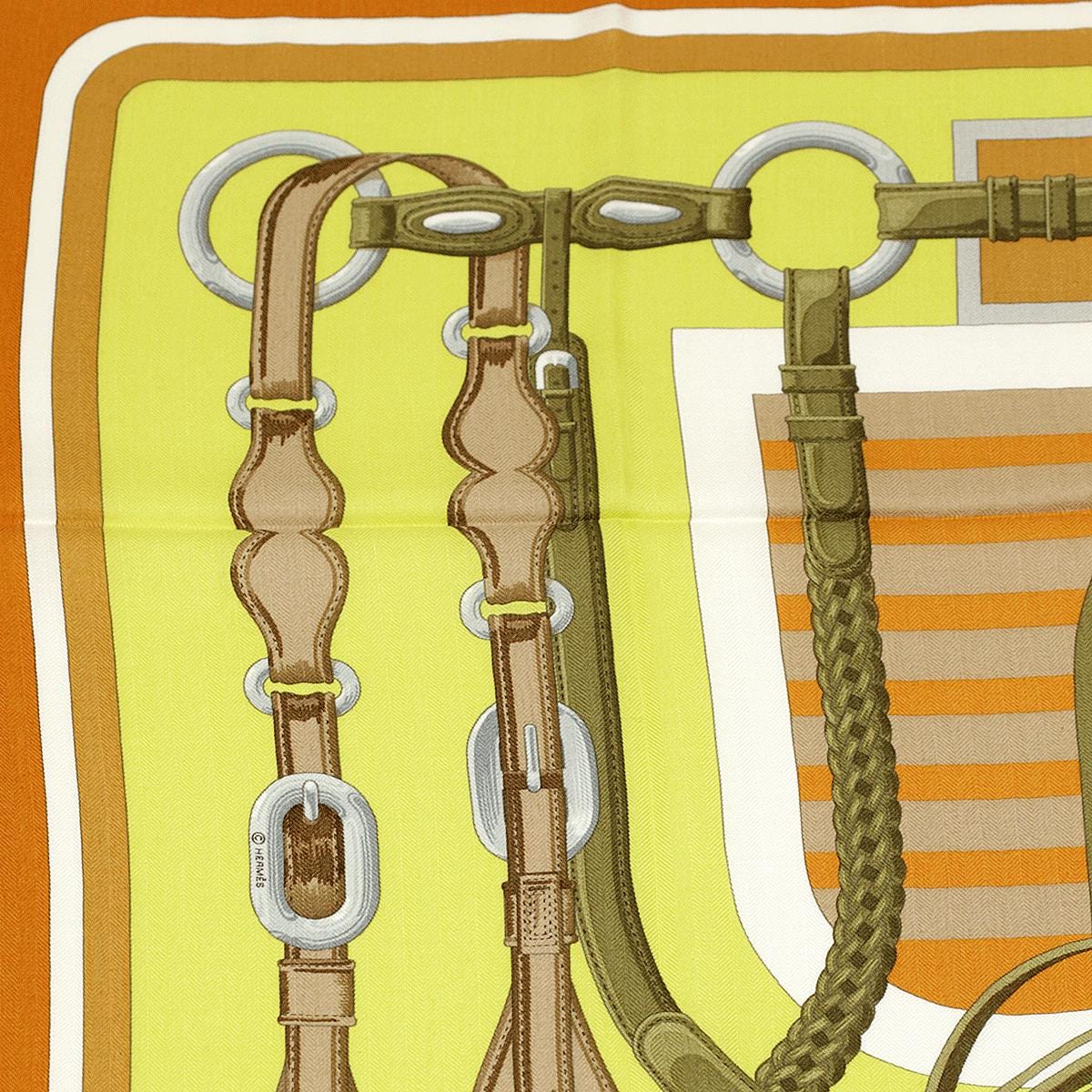 Hermes Scarf "Coaching" by Julia Abadie 90cm Cashmere Frange