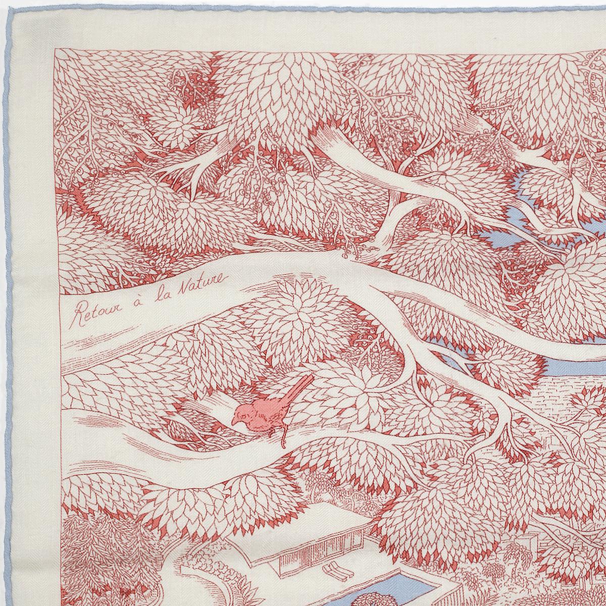 Hermes Cashmere Shawl 140cm "Retour à la Nature" by Octave Marsal & Théo de Gueltzl