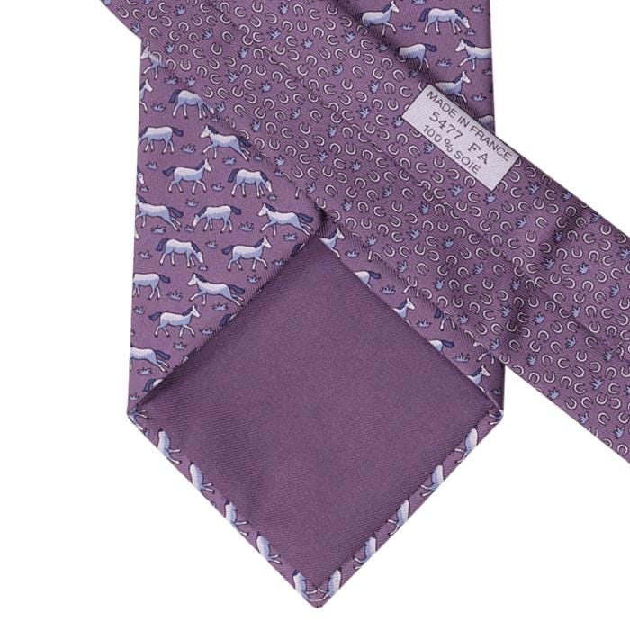 Hermes Men's Silk Tie Whimsical Horses and Horseshoes Twillby Pattern 5477 | Necktie Cravate