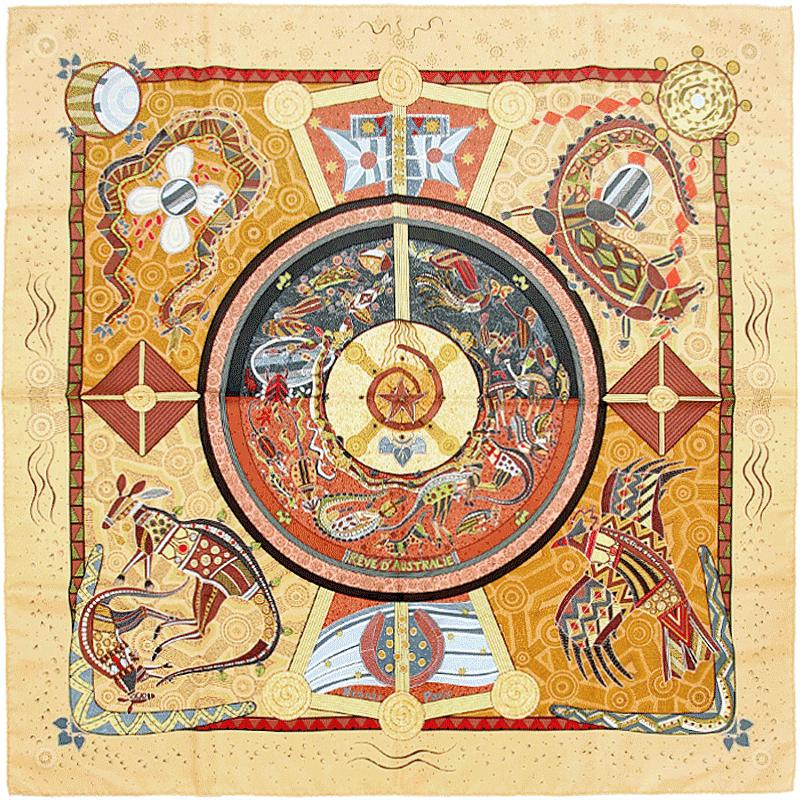 Hermes Scarf "Reve d'Australie" by Zoe Pauwels 90cm Silk