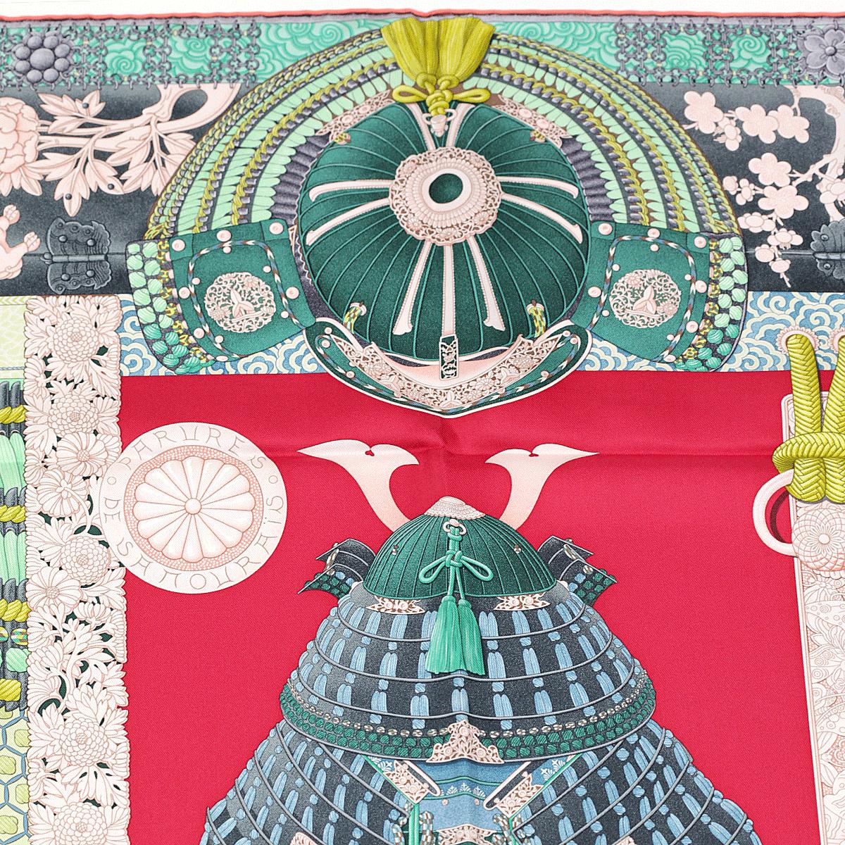 Hermes Scarf "Parures de Samourais" by Aline Honore 90cm Silk | Foulard Carre