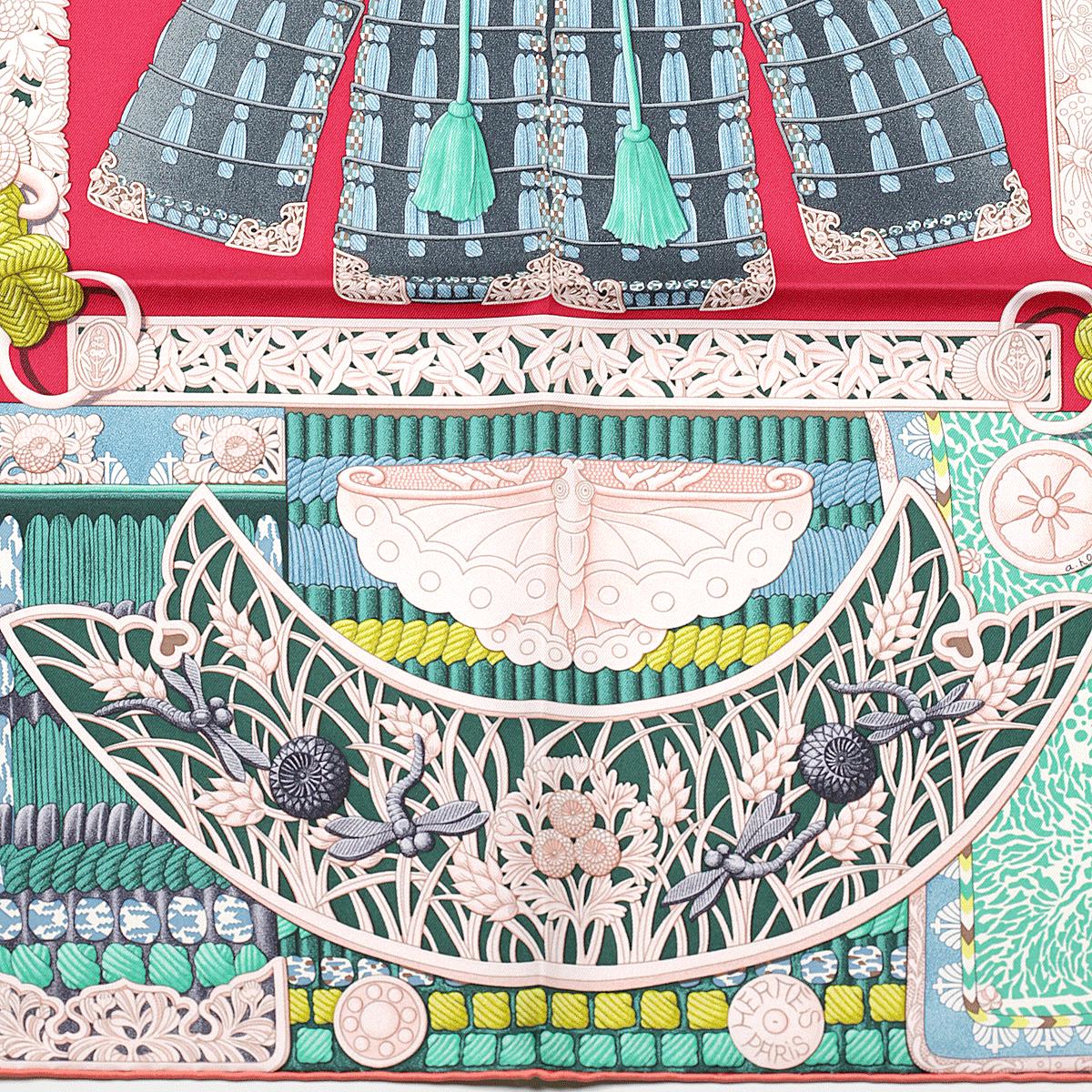 Hermes Scarf "Parures de Samourais" by Aline Honore 90cm Silk | Foulard Carre