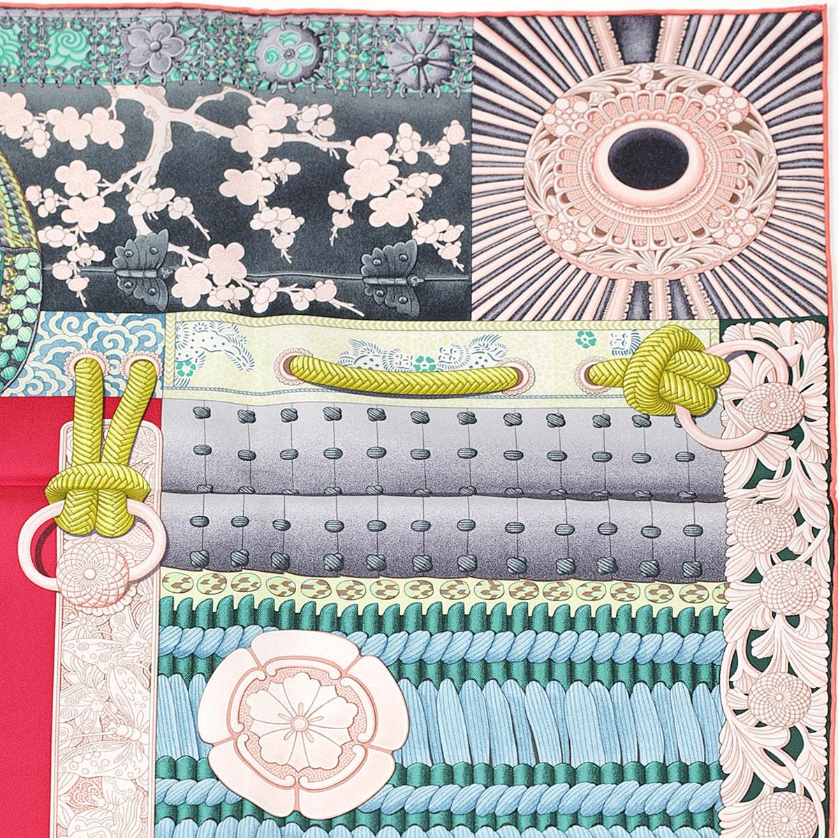 Hermes Scarf "Parures de Samourais" by Aline Honore 90cm Silk | Foulard Carre