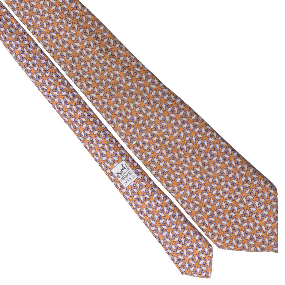 Hermes Men's Silk Tie Whimsical Circling Birds Pattern 5299 | Necktie Cravate