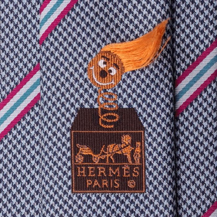 Hermes Men's Silk Tie Heavy Twill Jack in the Box Pattern 339221T | Rare