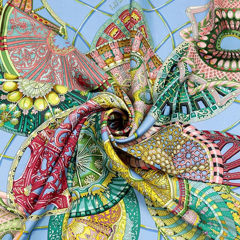 Hermes Scarf "Domes Celestes" by Annie Faivre 90cm Silk | Foulard Carre