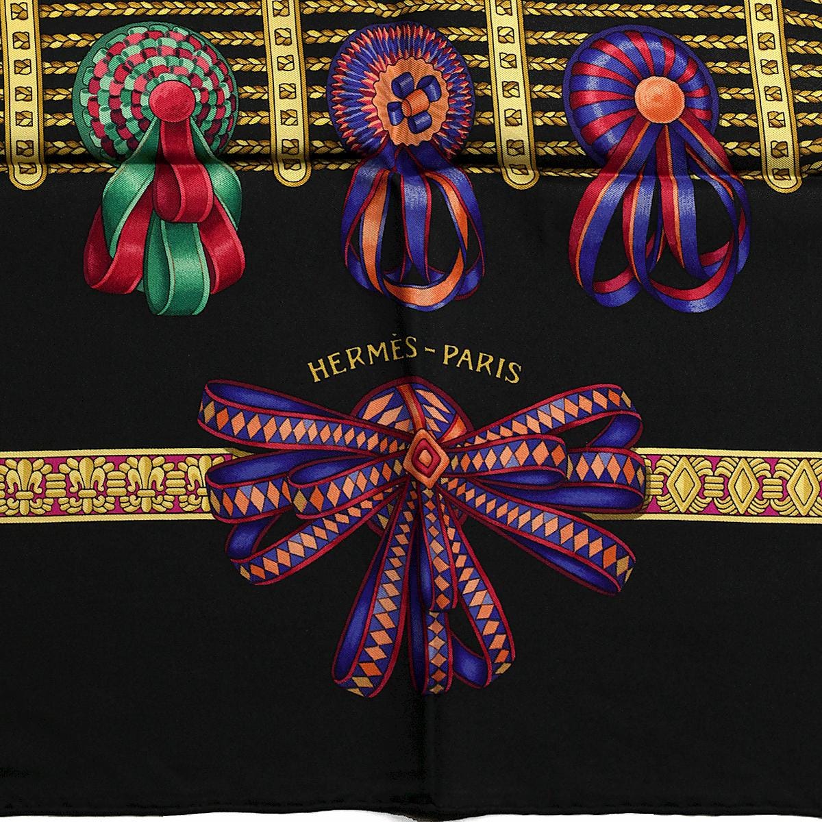Hermes Scarf "Les Rubans du Cheval" by Joachim Metz 90cm Silk