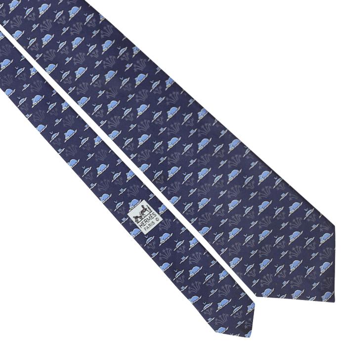 Hermes Men's Silk Tie Whimsical Hippos Pattern 5271 | Necktie Cravate