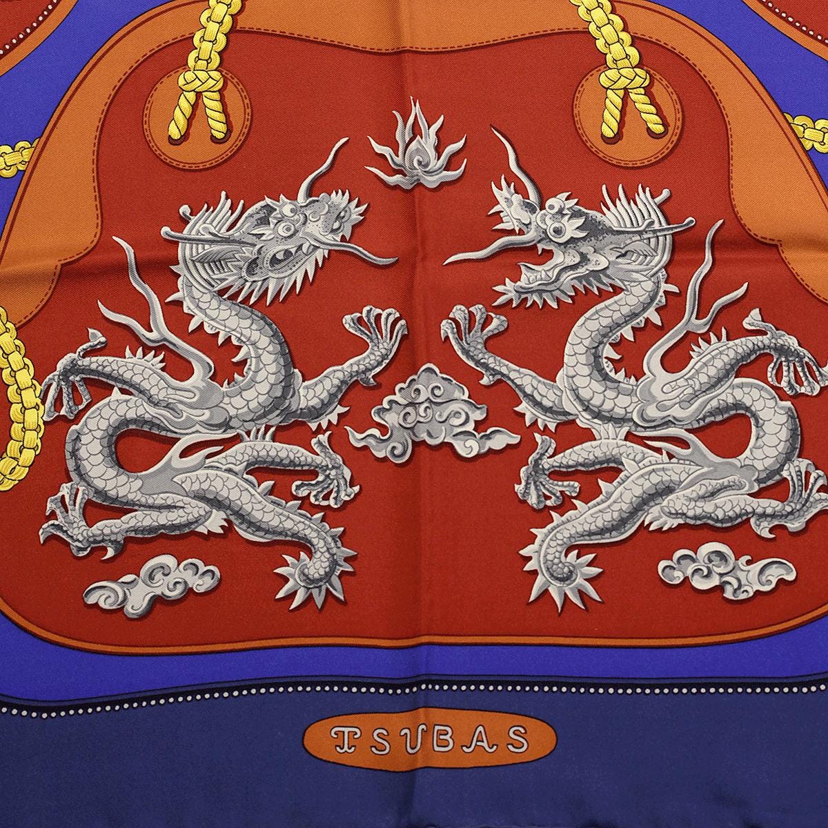 Hermes Scarf "Tsubas" by Christiane Vauzelles Vintage 90cm Silk