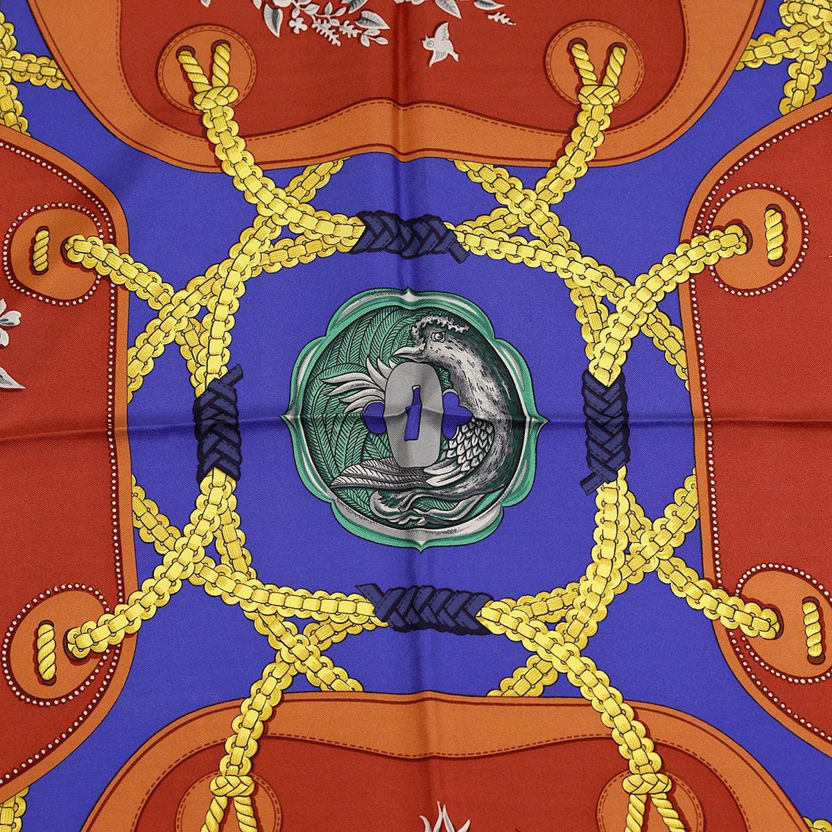 Hermes Scarf "Tsubas" by Christiane Vauzelles Vintage 90cm Silk