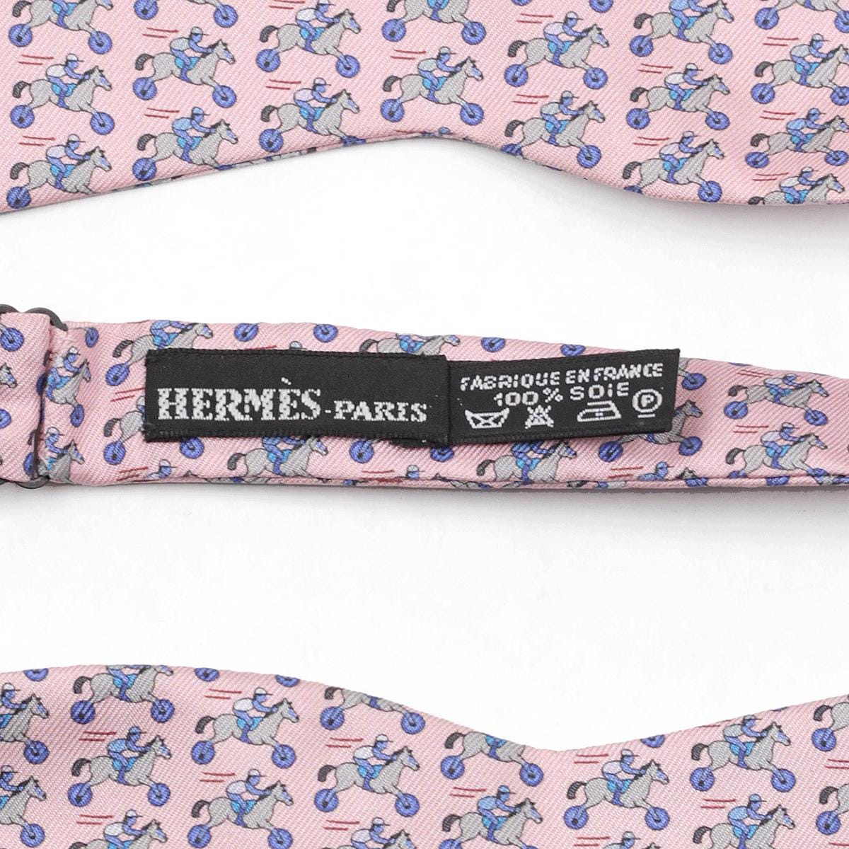 Hermes Men's Silk Bowtie Whimsical Rocking Horse Jockeys Pattern | Necktie Cravate Bow Tie