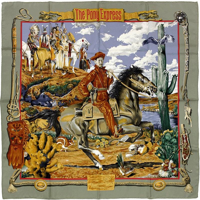 Hermes Scarf "Pony Express" by Kermit Oliver 90cm Silk | Carre Foulard