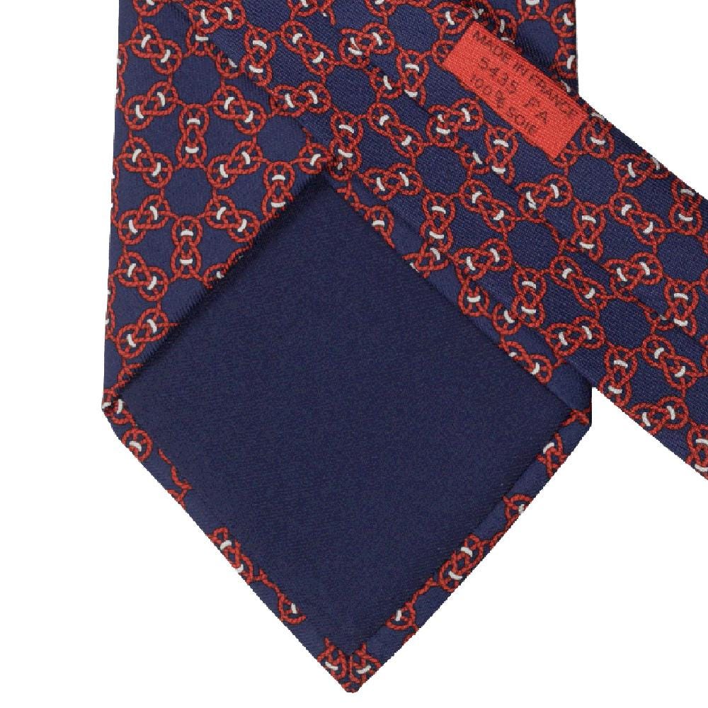 Hermes Men's Silk Tie Geometric Pattern 5435