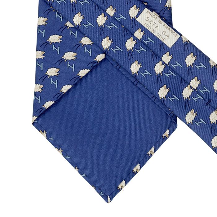 Hermes Men's Silk Tie Whimsical Sheep Jumping H Pattern 5273 | Necktie Cravate
