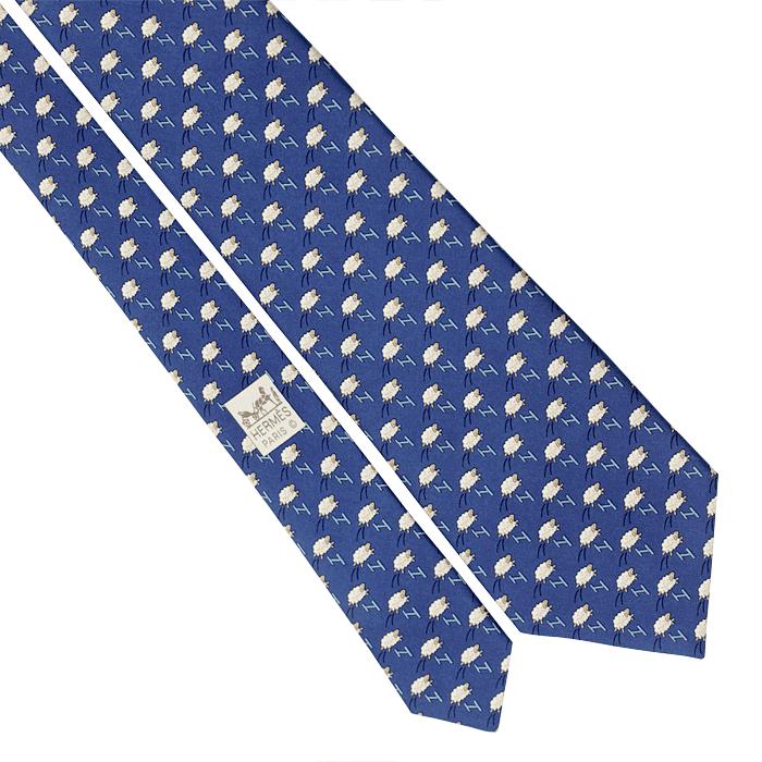 Hermes Men's Silk Tie Whimsical Sheep Jumping H Pattern 5273 | Necktie Cravate