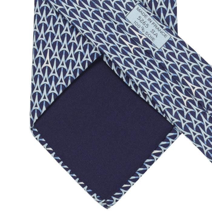 Hermes Men's Silk Tie Geometric Eiffel Tower Pattern 5265 | Necktie Cravate