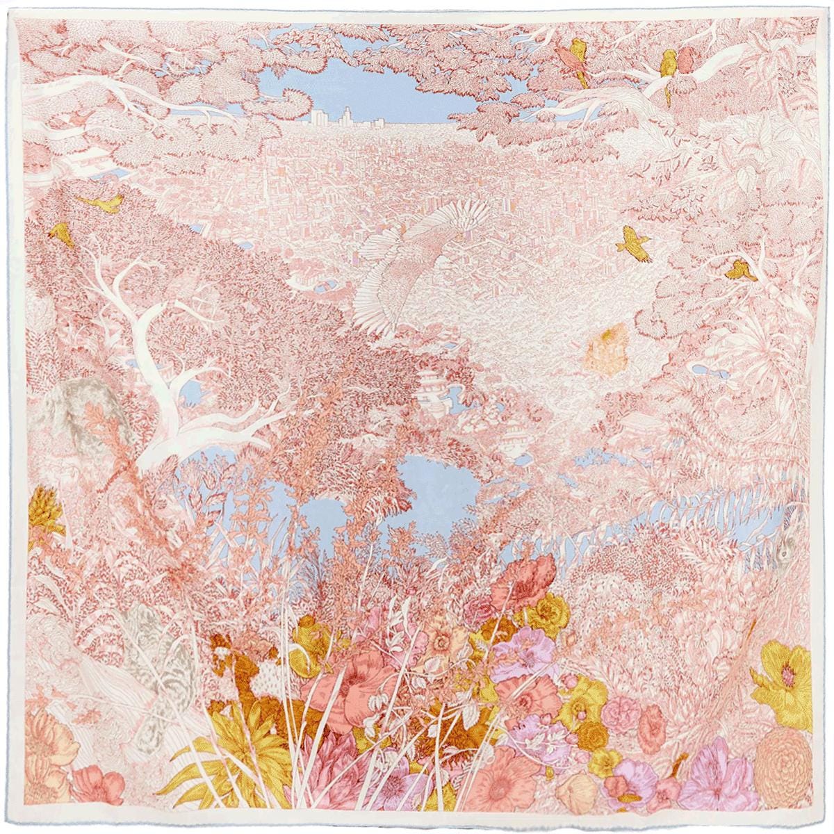 Hermes Cashmere Shawl 140cm "Retour à la Nature" by Octave Marsal & Théo de Gueltzl