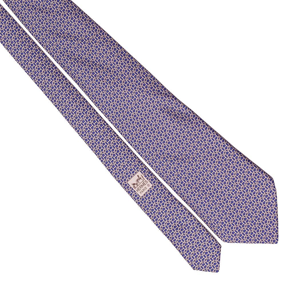 Hermes Men's Silk Tie H Geometric Pattern 5400 | Necktie Cravate