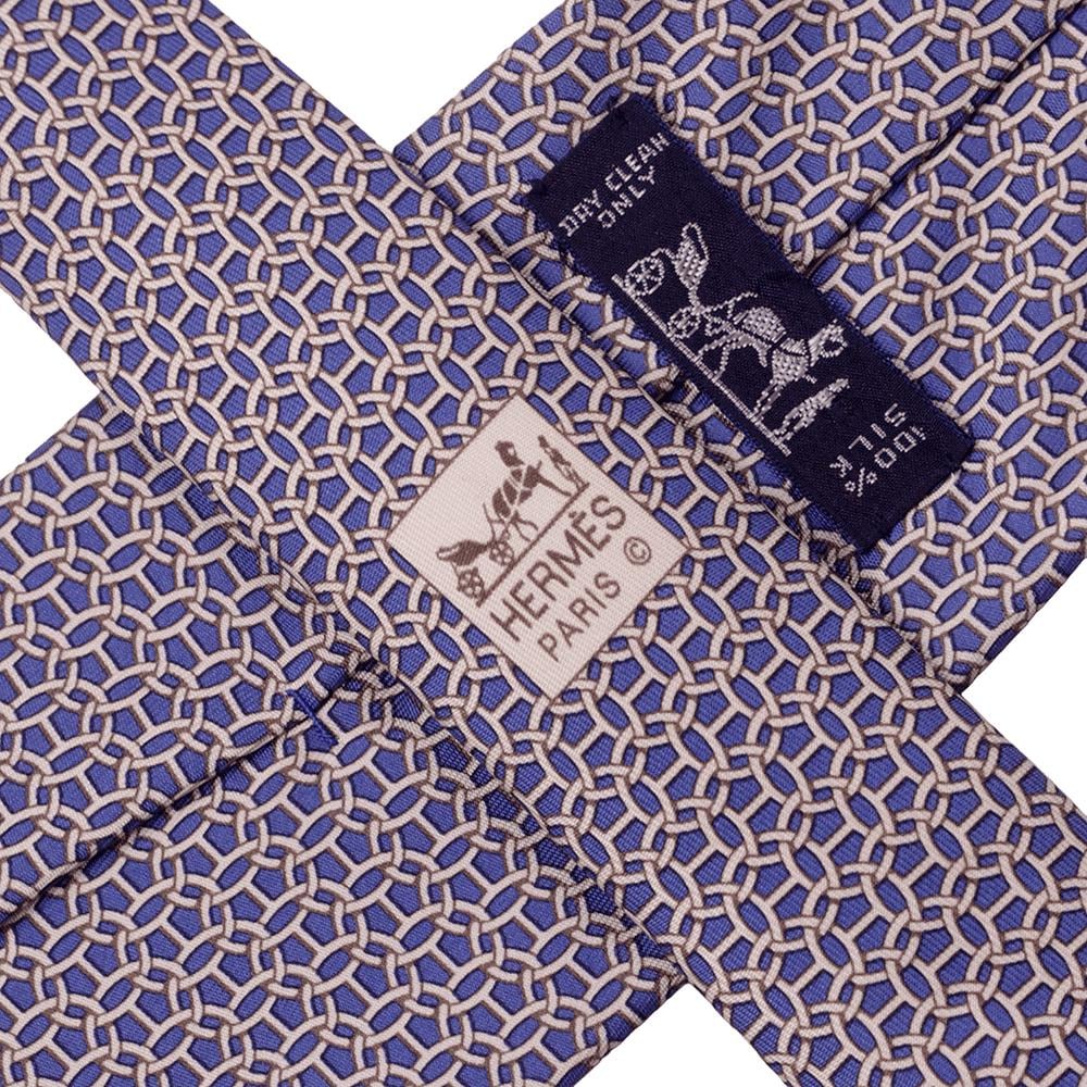Hermes Men's Silk Tie H Geometric Pattern 5400 | Necktie Cravate