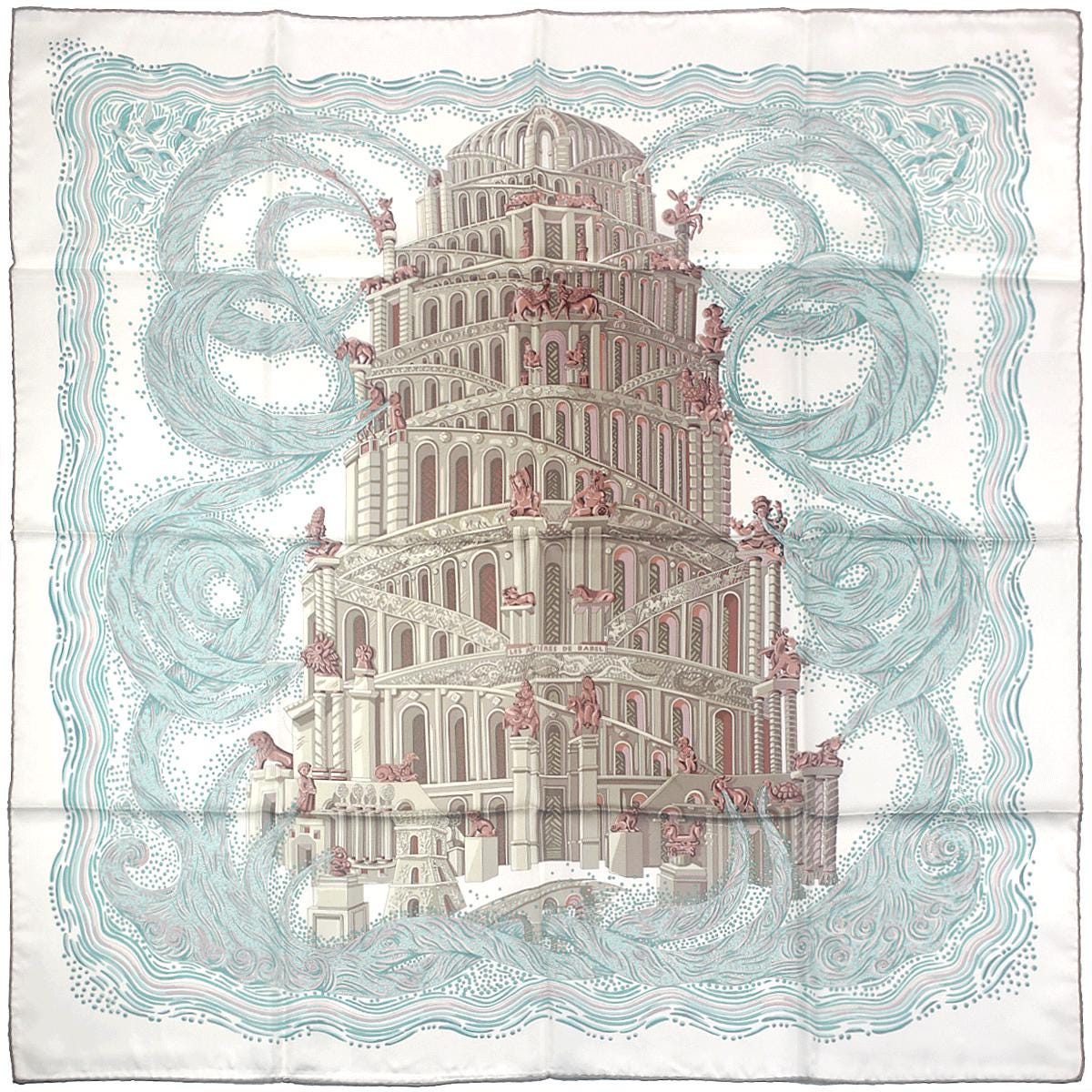 Hermes Scarf "Les Rivieres de Babel" by Annie Faivre 90cm Silk | Carre Foulard