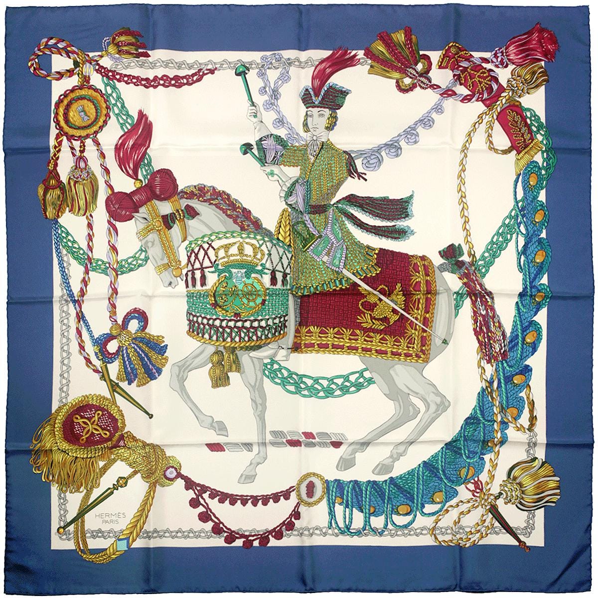 Hermes Scarf "La Timbalier" by Francoise Heron 90cm Silk