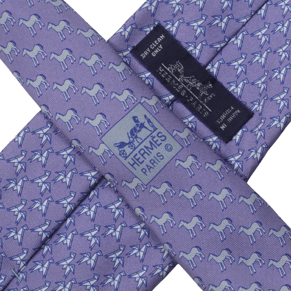 Hermes Men's Silk Tie Whimsical Origami Horse Pattern 625747 | Necktie Cravate