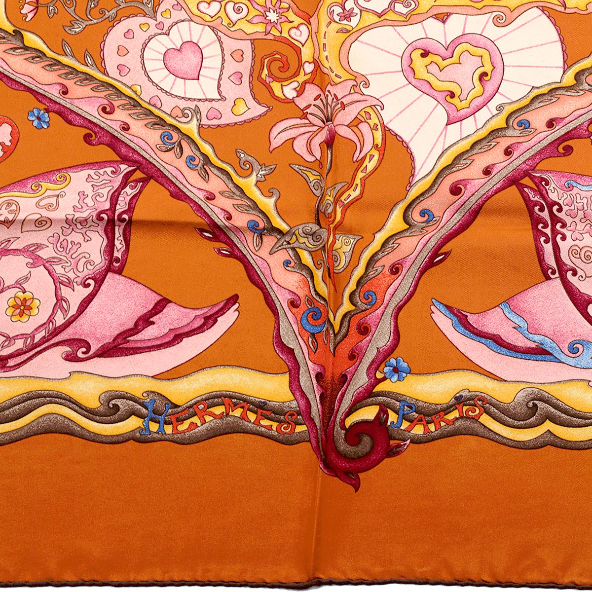 Hermes Scarf "De Tout Coeur" by Zoe Pauwels 90cm Silk | Carre Foulard