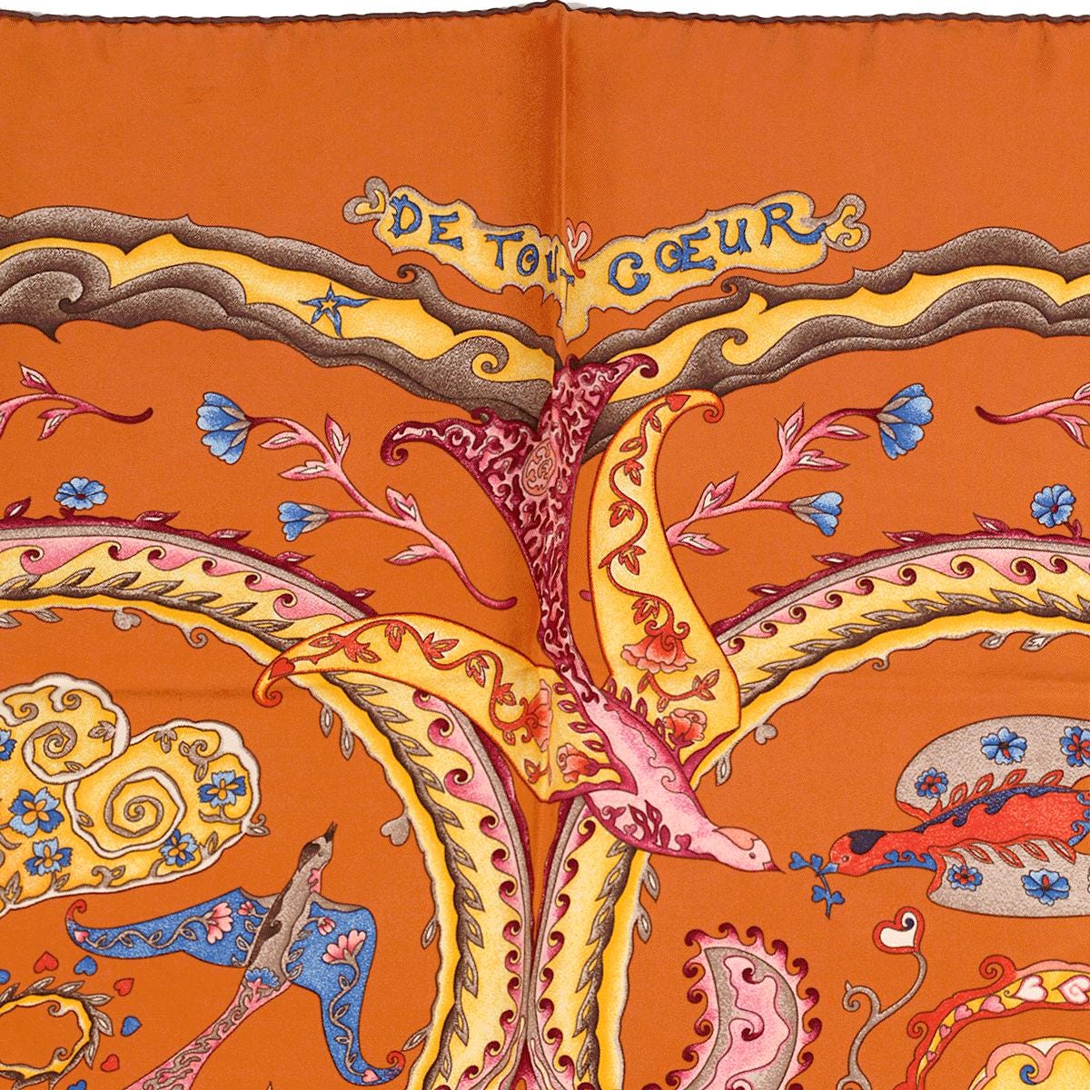Hermes Scarf "De Tout Coeur" by Zoe Pauwels 90cm Silk | Carre Foulard