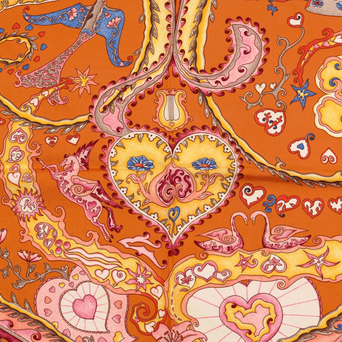 Hermes Scarf "De Tout Coeur" by Zoe Pauwels 90cm Silk | Carre Foulard