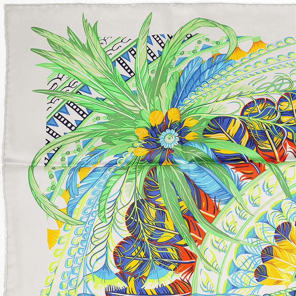 Hermes Scarf "Danse Pacifique" by Laurence Bourthoumieux 90cm Silk