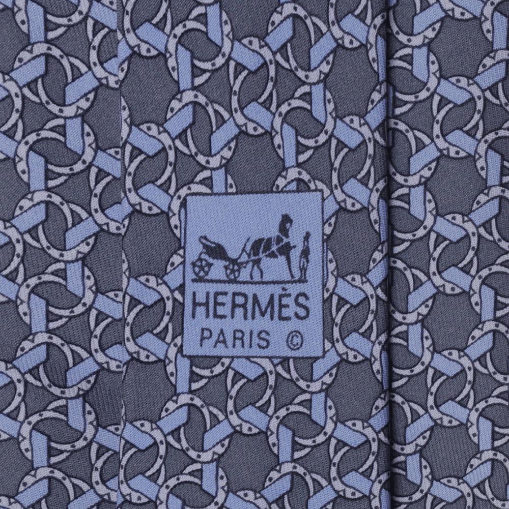 Hermes Men's Silk Tie Geometric Pattern 7935