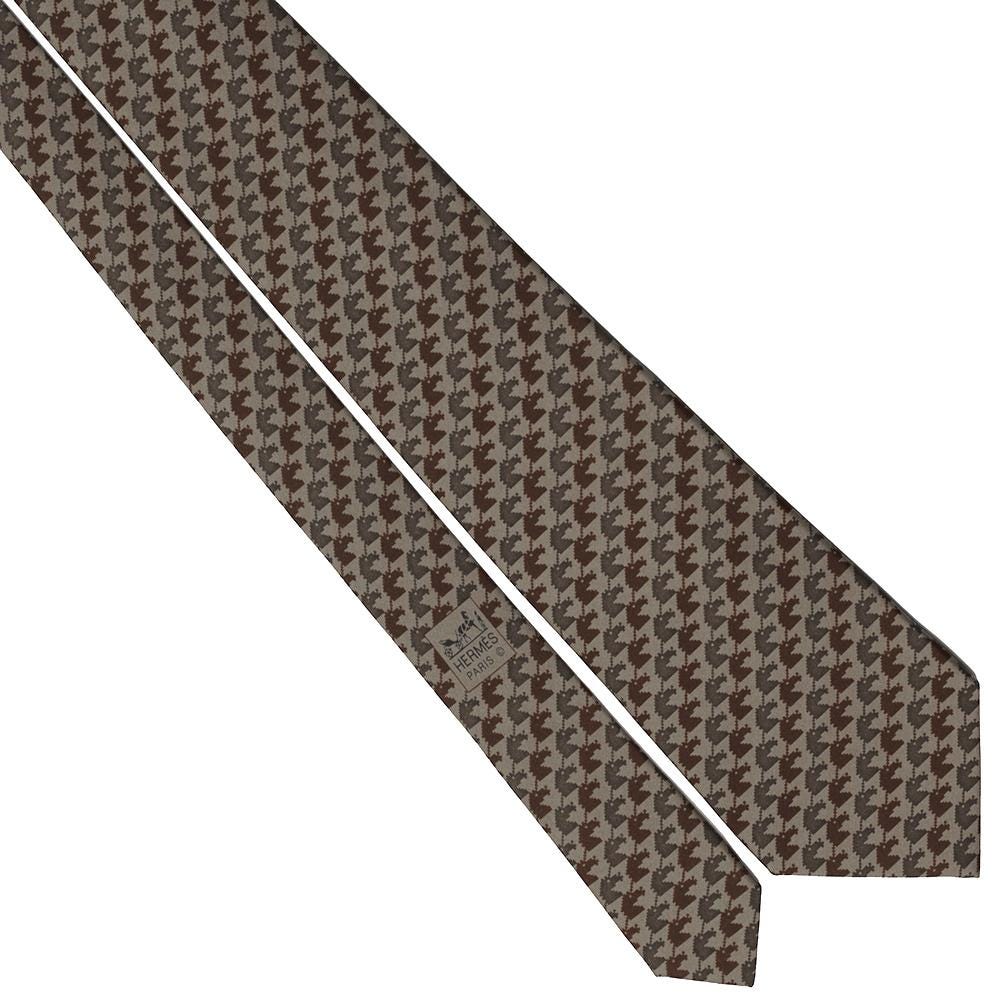 Hermes Men's Silk Tie Whimsical Pixelated Unicorns Pattern 5344 | Necktie Cravate