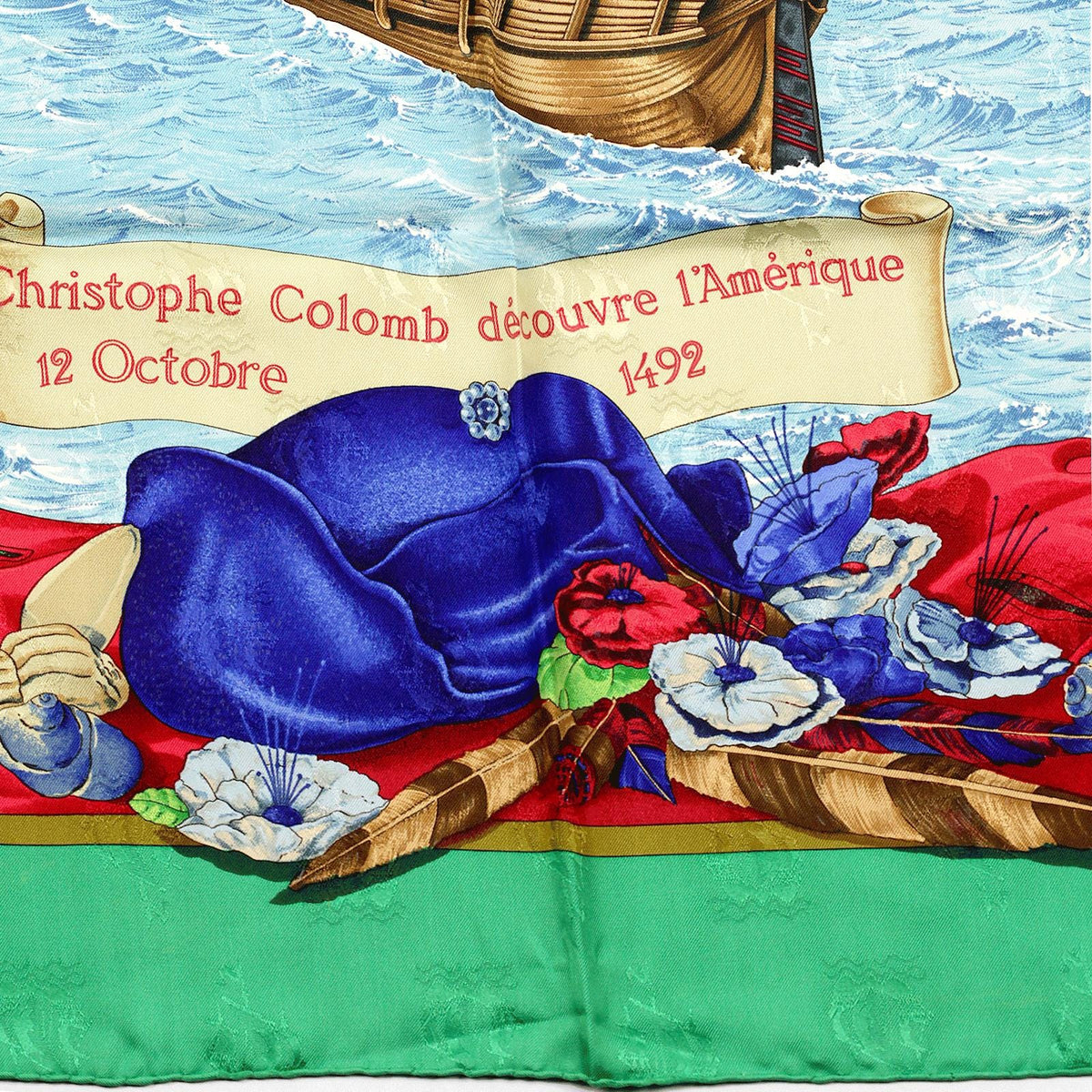 Hermes Scarf Jacquard "Christophe Colomb Decouvre L'Amerique" by Carl De Parcevaux 90cm Silk | Carre Foulard
