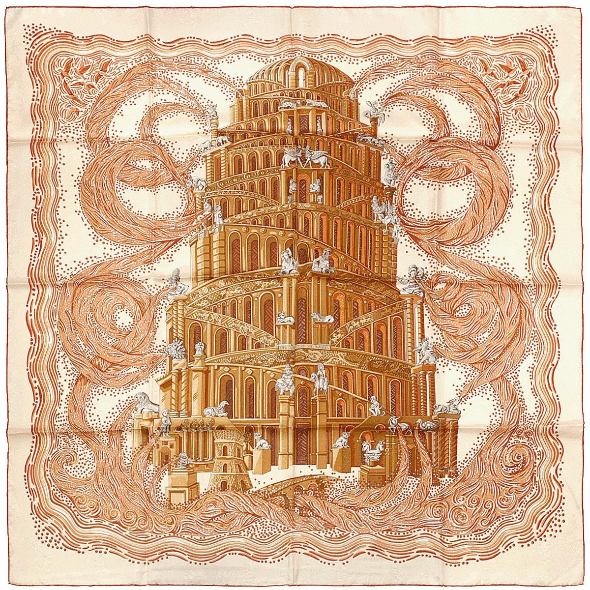 Hermes Scarf "Les Rivieres de Babel" by Annie Faivre 90cm Silk | Carre Foulard