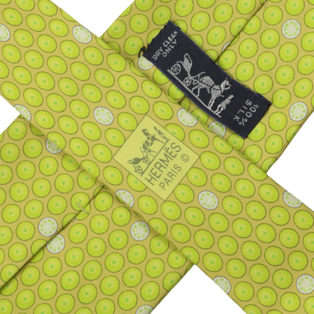 Hermes Men's Silk Tie Whimsical Citrus Pattern 5300 | Necktie Cravate