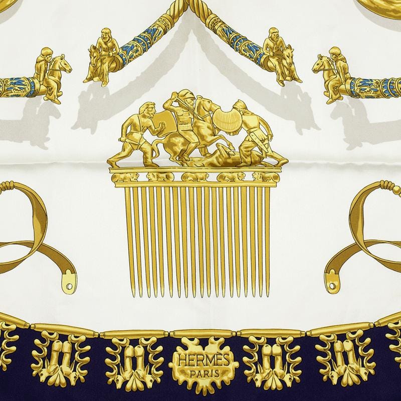 Hermes Scarf "Cavaliers d'Or" by Vladimir Rybaltchenko Vintage 90cm Silk | Foulard Carre