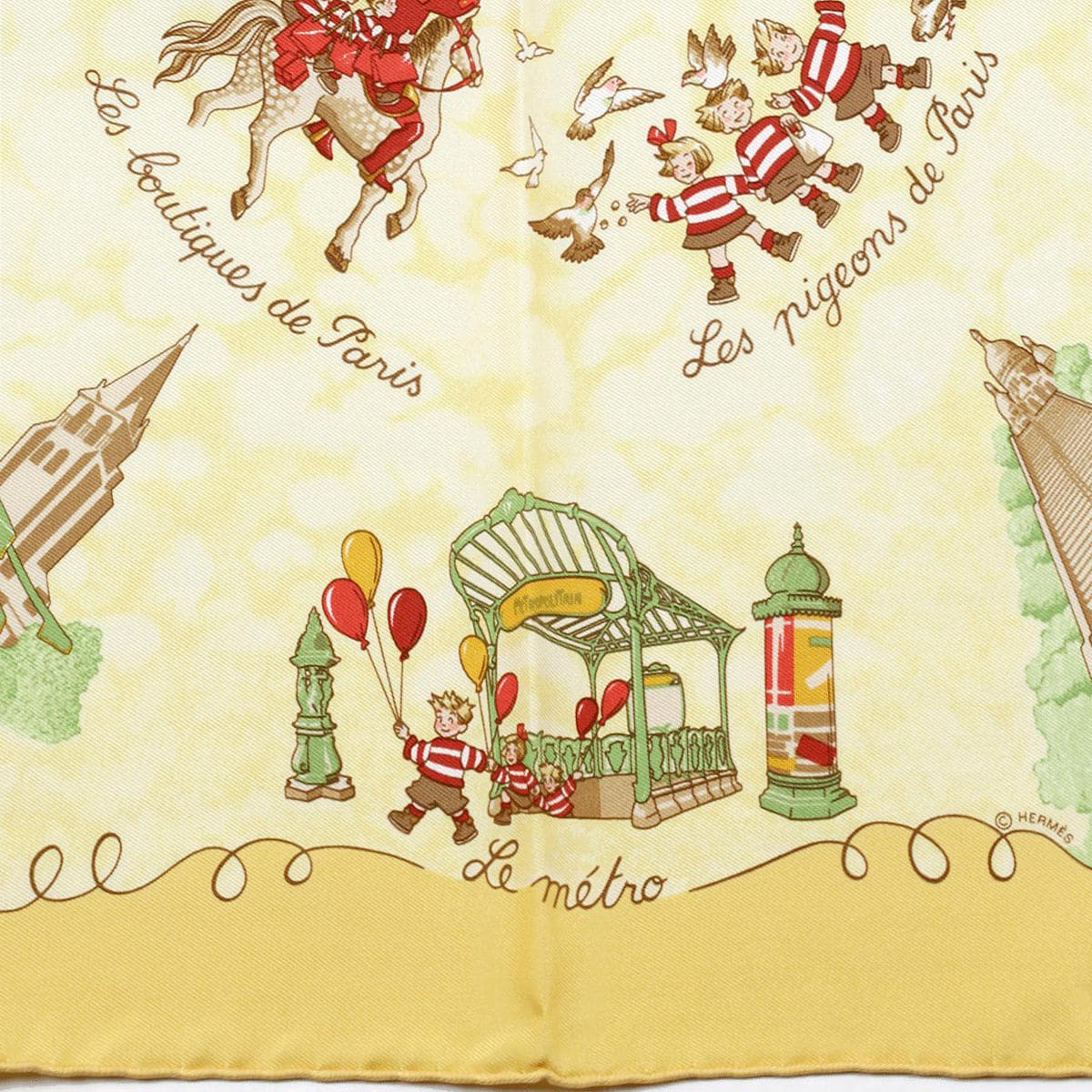Hermes Scarf 45cm "Les Triples" by Nicole Lambert Silk Gavroche