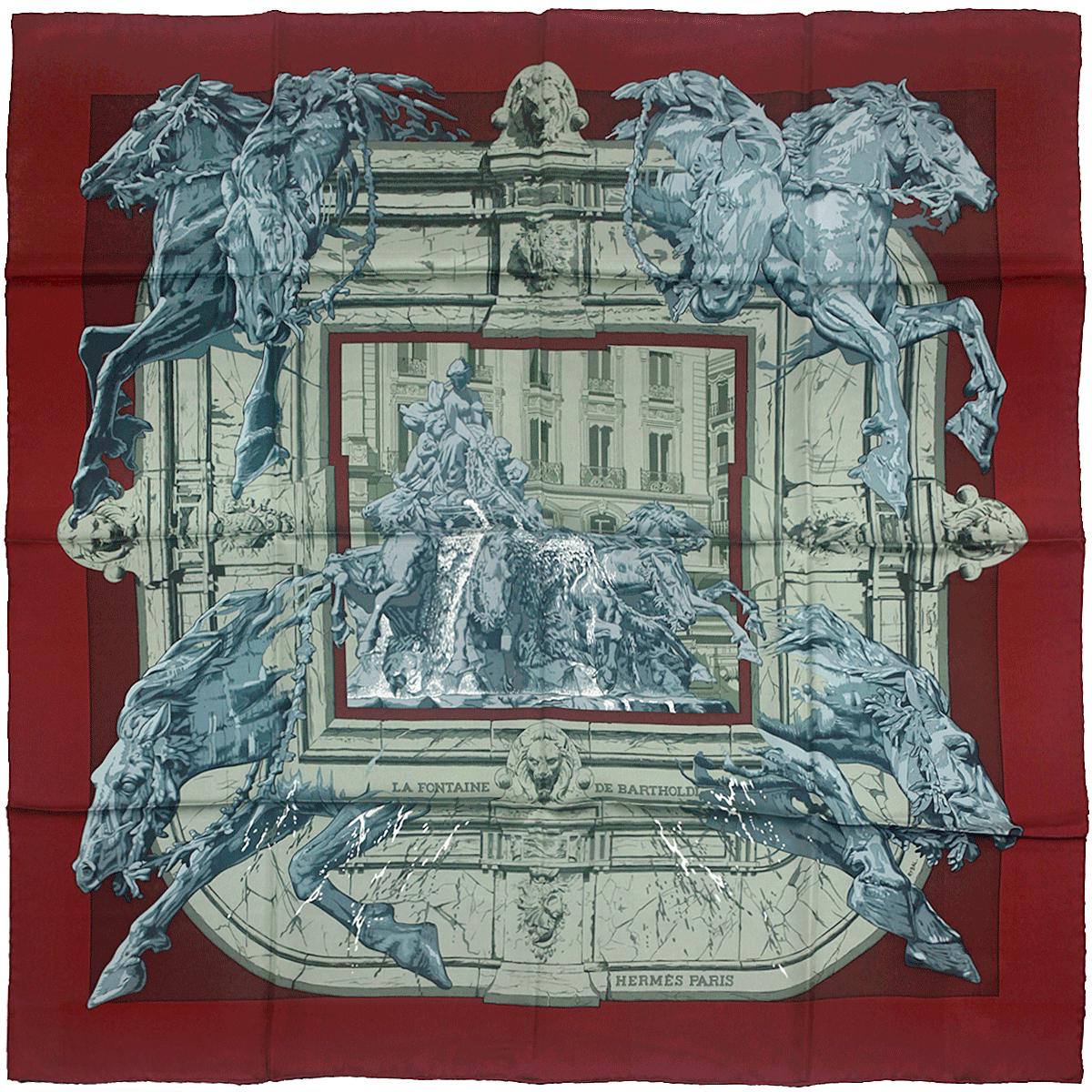 Hermes Scarf "La Fontaine de Bartholdi" by Vladimir Rybaltchenko 90cm Silk