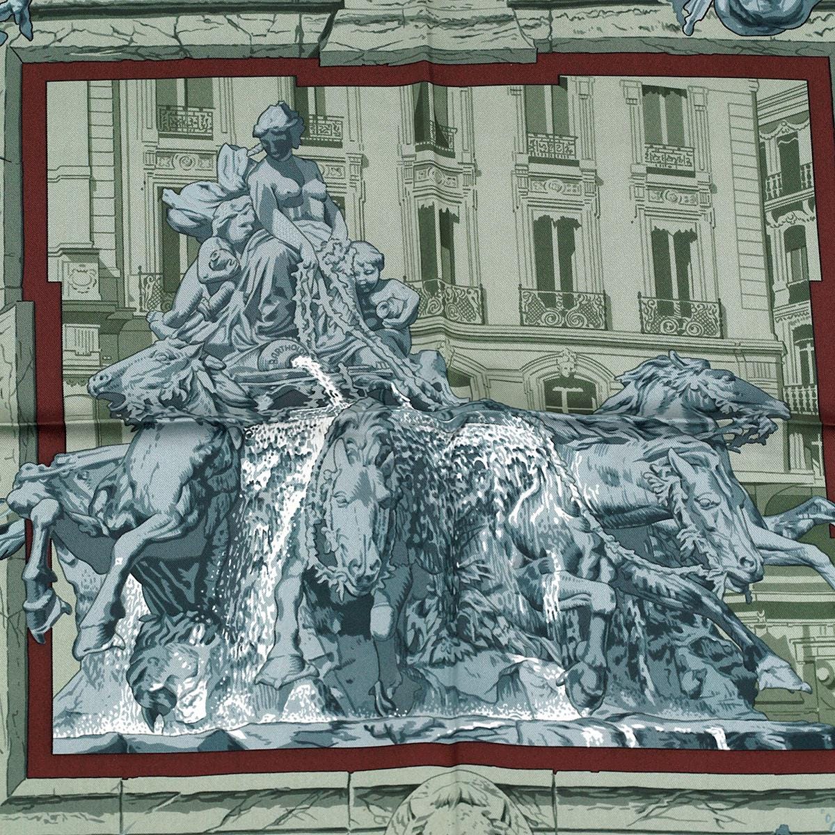 Hermes Scarf "La Fontaine de Bartholdi" by Vladimir Rybaltchenko 90cm Silk