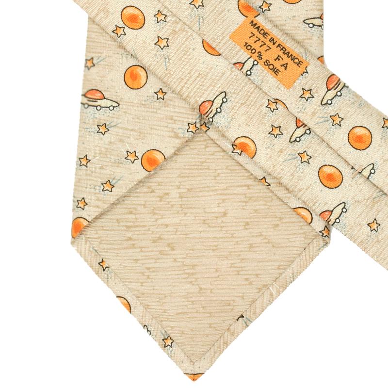 Hermes Men's Silk Tie UFO Pattern 7777 | Necktie Cravate